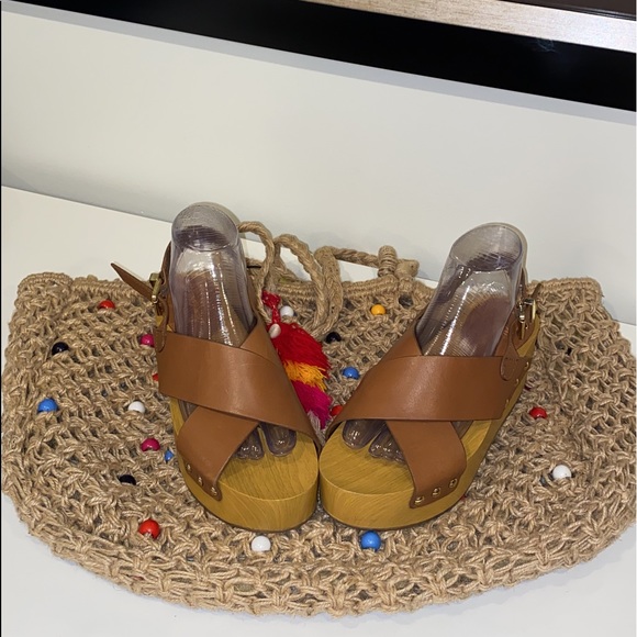 Sam Edelman Bentlee Wood Effect Flatform Heeled Sandals - Picture 5 of 12